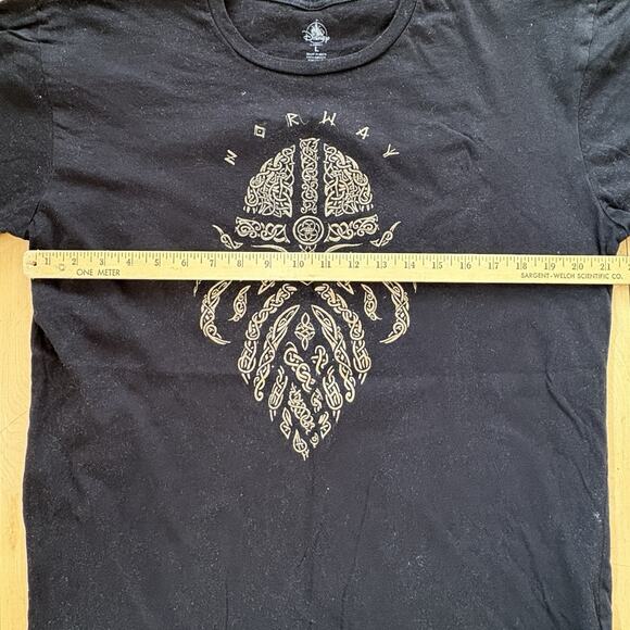 Disney Epcot Norway World Showcase Men's Size L T-Shirt Tee Black/Gold 2 Sided - Picture 5 of 5